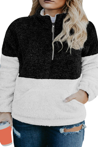 Stockpapa Over Run Sudadera de forro polar con media cremallera para mujer, talla grande, con bolsillo