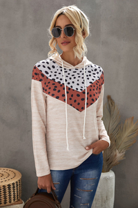 Stockpapa Ladies Cheetah Chevron Color Block Sudadera con capucha excedente