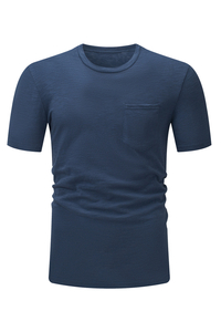 Camiseta casual de algodón con bolsillo para hombre