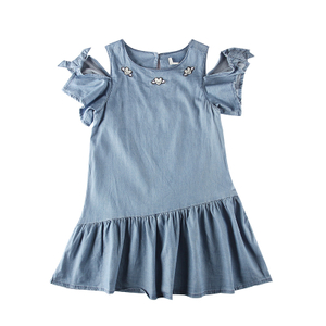 Stocpapa Wholeasle Vestido vaquero estilo fresco para niñas 