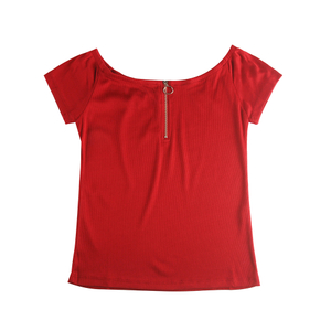 Stockpapa Top casual de cuello redondo grande para mujer con cremallera frontal